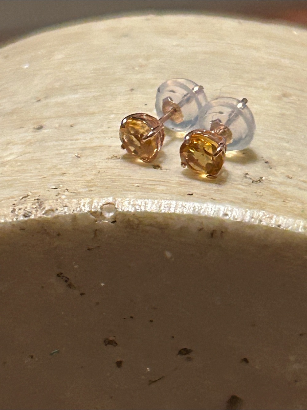 10k Solid Rose Gold Citrine solitaire stud earrings